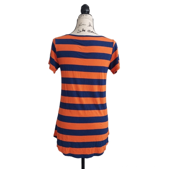 LulaRoe Orange and Blue Stripes Classic Tunic Top Short Sleeve S - Picture 3 of 8